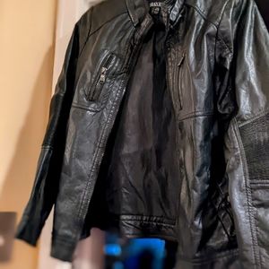Black jacket, appears to be leather
